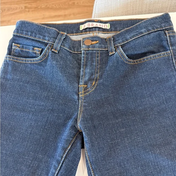 J Brand Indigo Denim Jeans with Contrast Orange Stitching - Picture 3 of 8